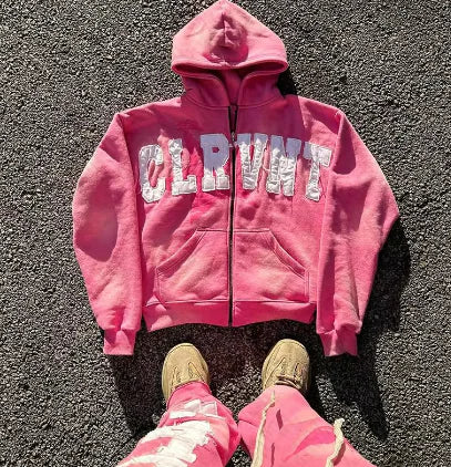 Girls Y2K Vintage Patchwork Hoodie set